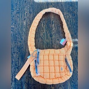 Quilted baby carryall bag & keychain- neon clementine- NWT